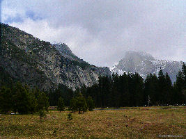 Half Dome Rock as seen from Yosemite Meadows