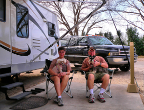 Traveling Morgans, Phyllis with Harpo, Larry with Roscoe