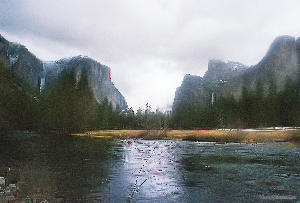 Merced River, El Capitan, Bridal Veil Falls in Yosemite NP.