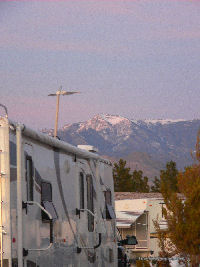 Our rig with a view of Mt Charleston, Parhump NV.